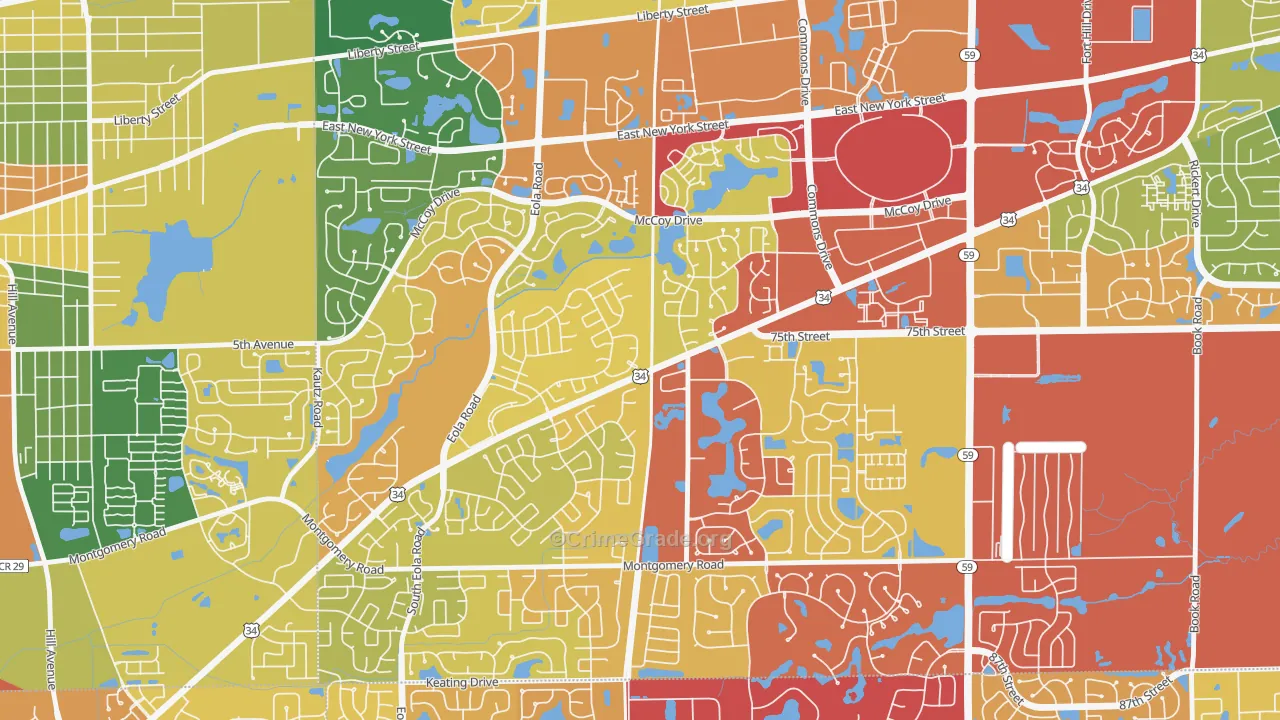 Frontenac, Aurora, IL Map of Drug-Related Crime Rates