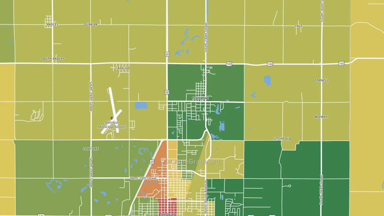 Frontenac, KS Map of Drug-Related Crime Rates
