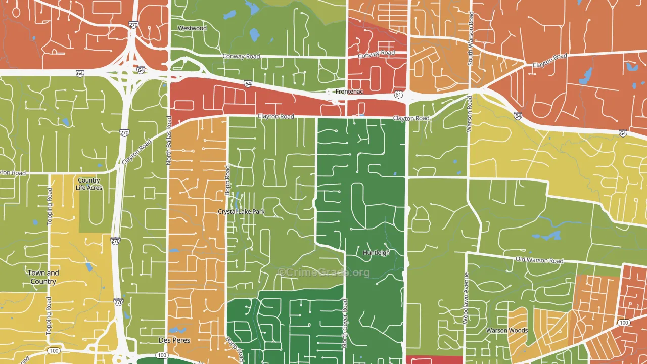 Frontenac, MO Map of Drug-Related Crime Rates