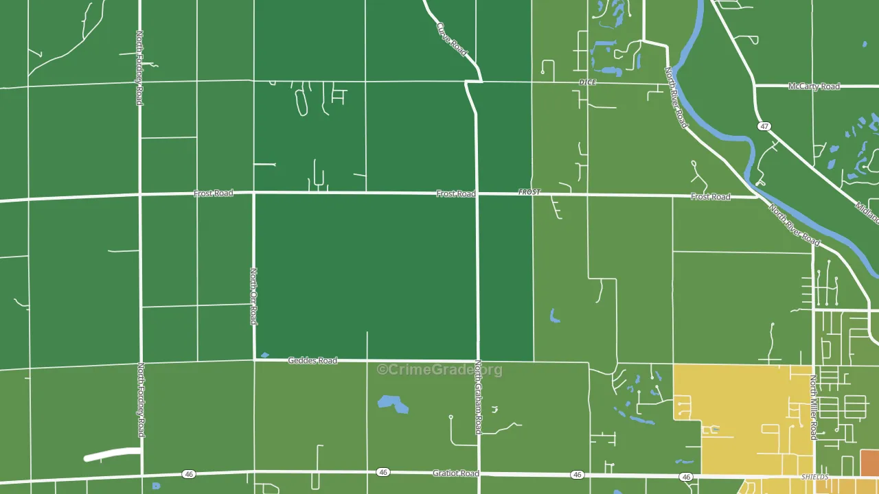 Frost, MI Map of Drug-Related Crime Rates