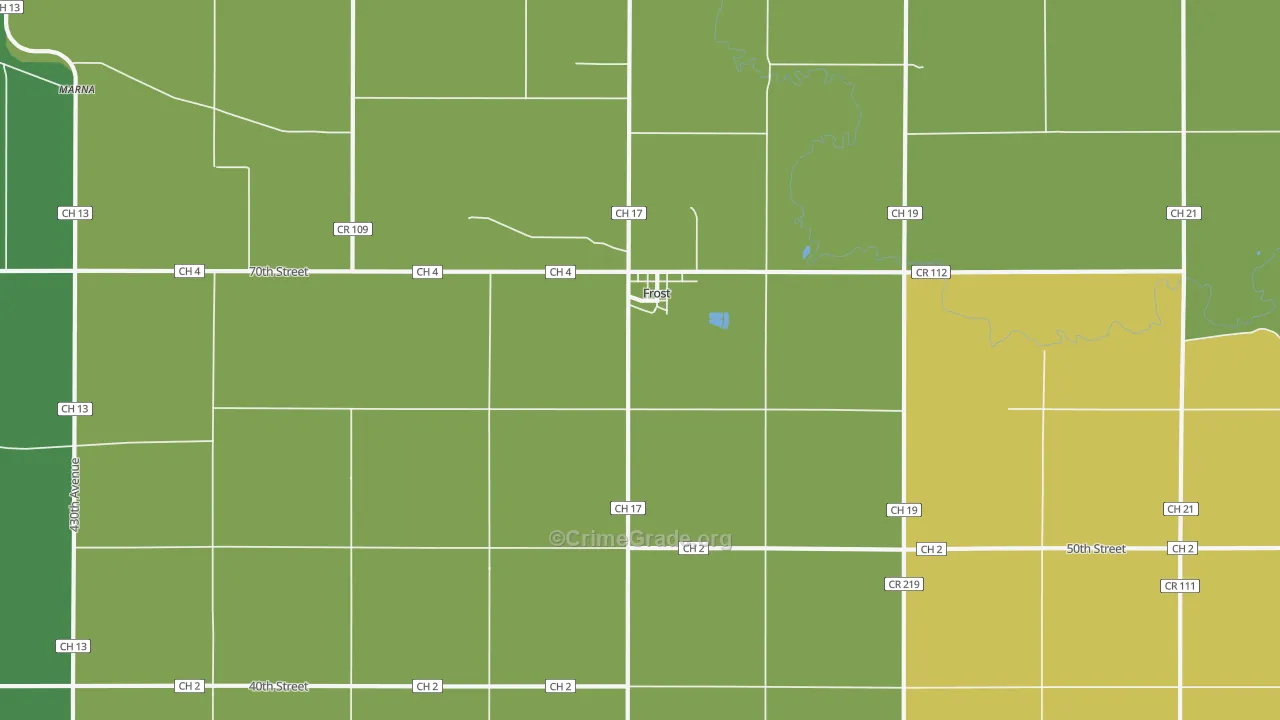 Frost, MN Map of Drug-Related Crime Rates