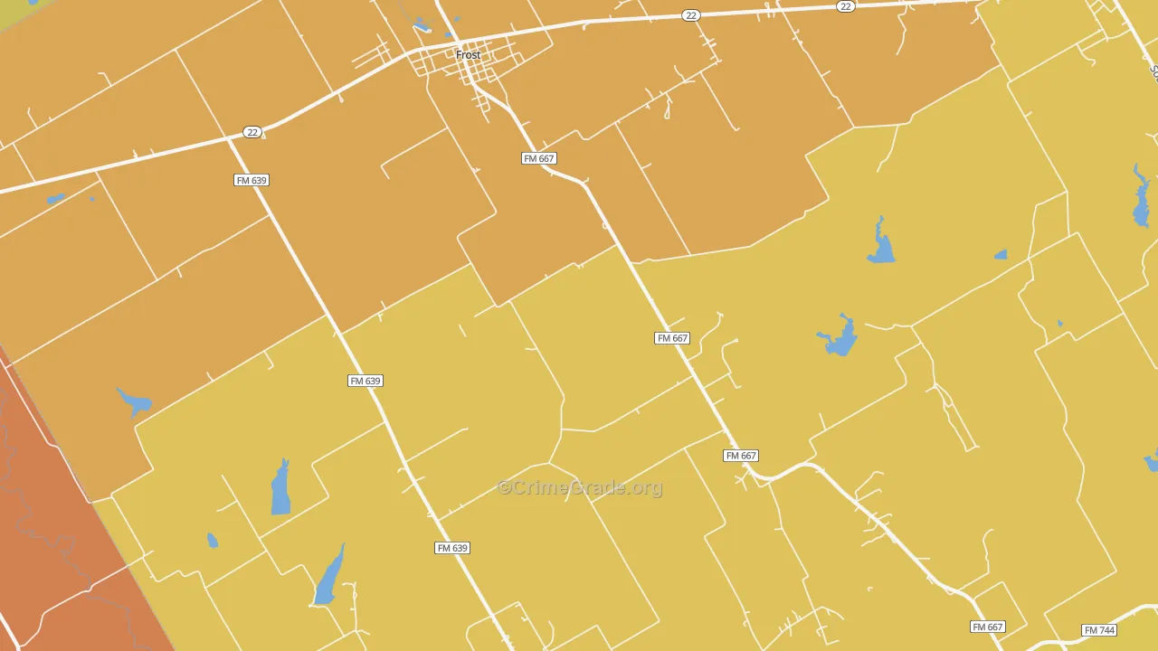 Frost, TX Map of Drug-Related Crime Rates