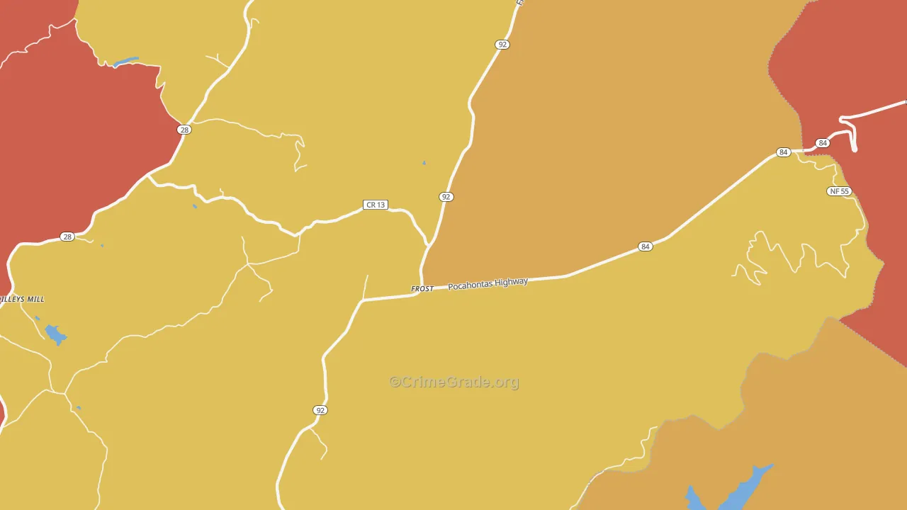 Frost, WV Map of Drug-Related Crime Rates