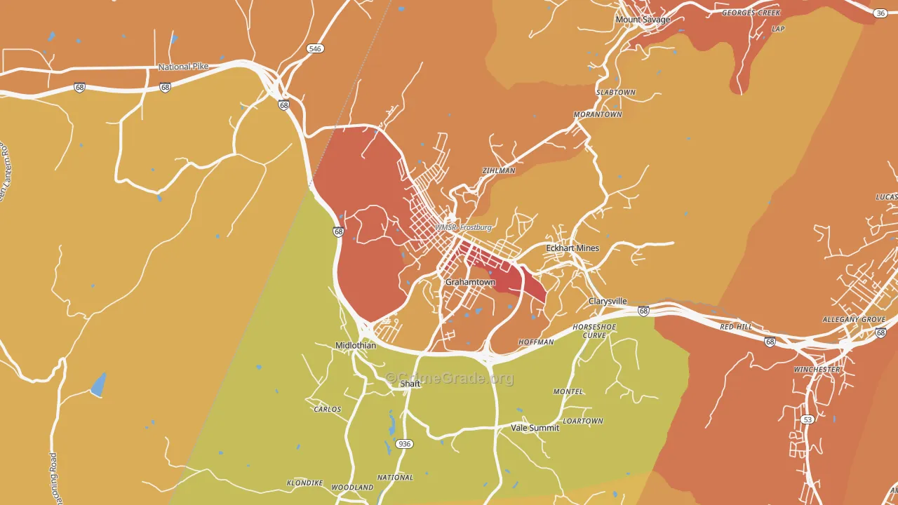 Frostburg, MD Map of Drug-Related Crime Rates