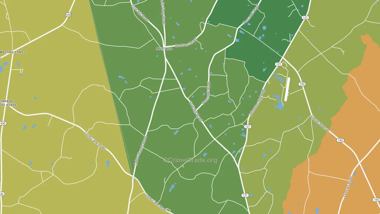 Fruit Hill, SC Map of Drug-Related Crime Rates
