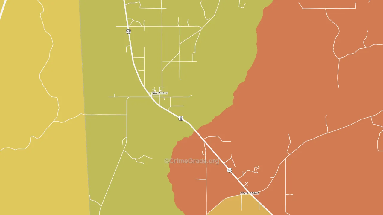 Fruitdale, AL Map of Drug-Related Crime Rates