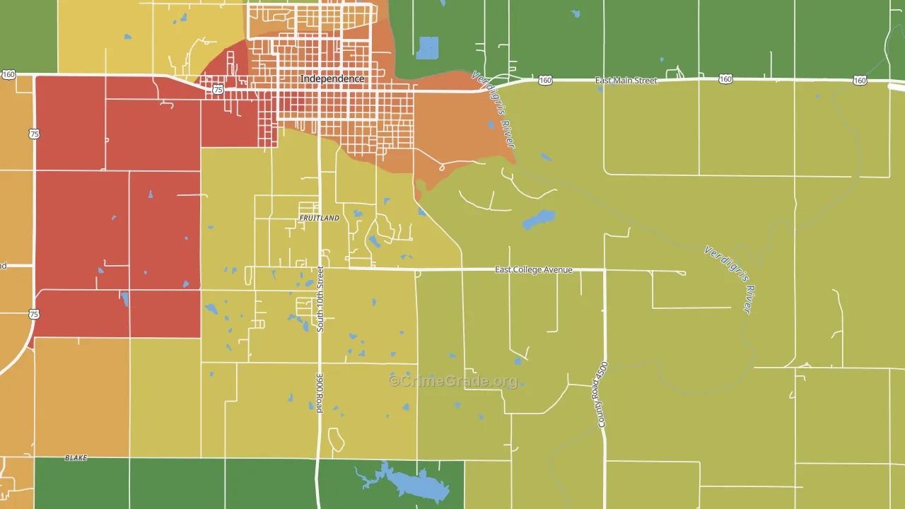 Fruitland, KS Map of Drug-Related Crime Rates