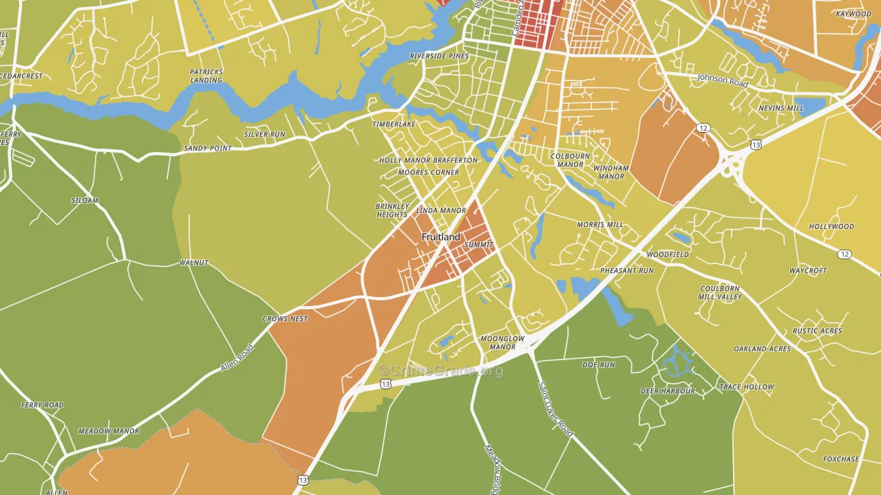 Fruitland, MD Map of Drug-Related Crime Rates