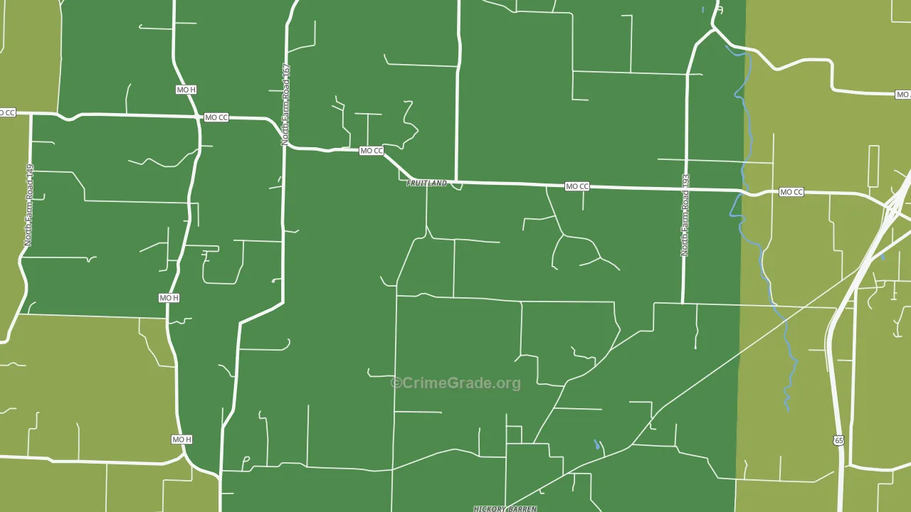 Fruitland, MO Map of Drug-Related Crime Rates