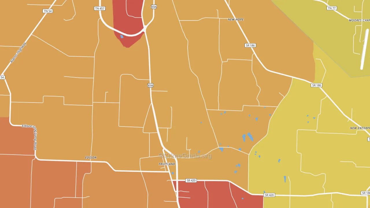 Fruitland, TN Map of Drug-Related Crime Rates