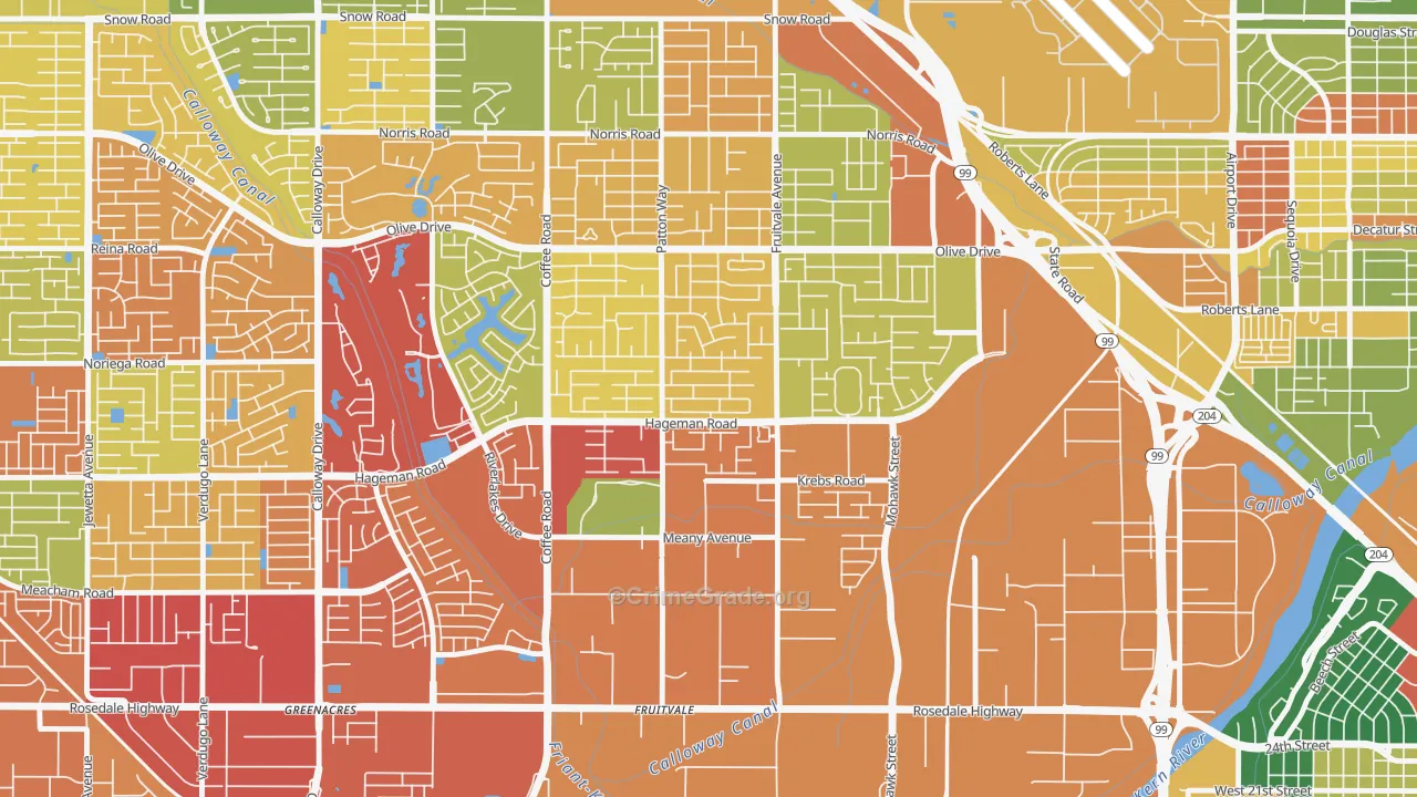 Fruitvale, Bakersfield, CA Map of Drug-Related Crime Rates