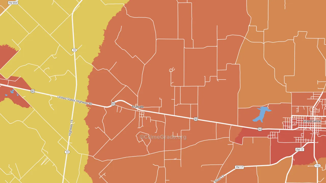 Fruitvale, TX Map of Drug-Related Crime Rates