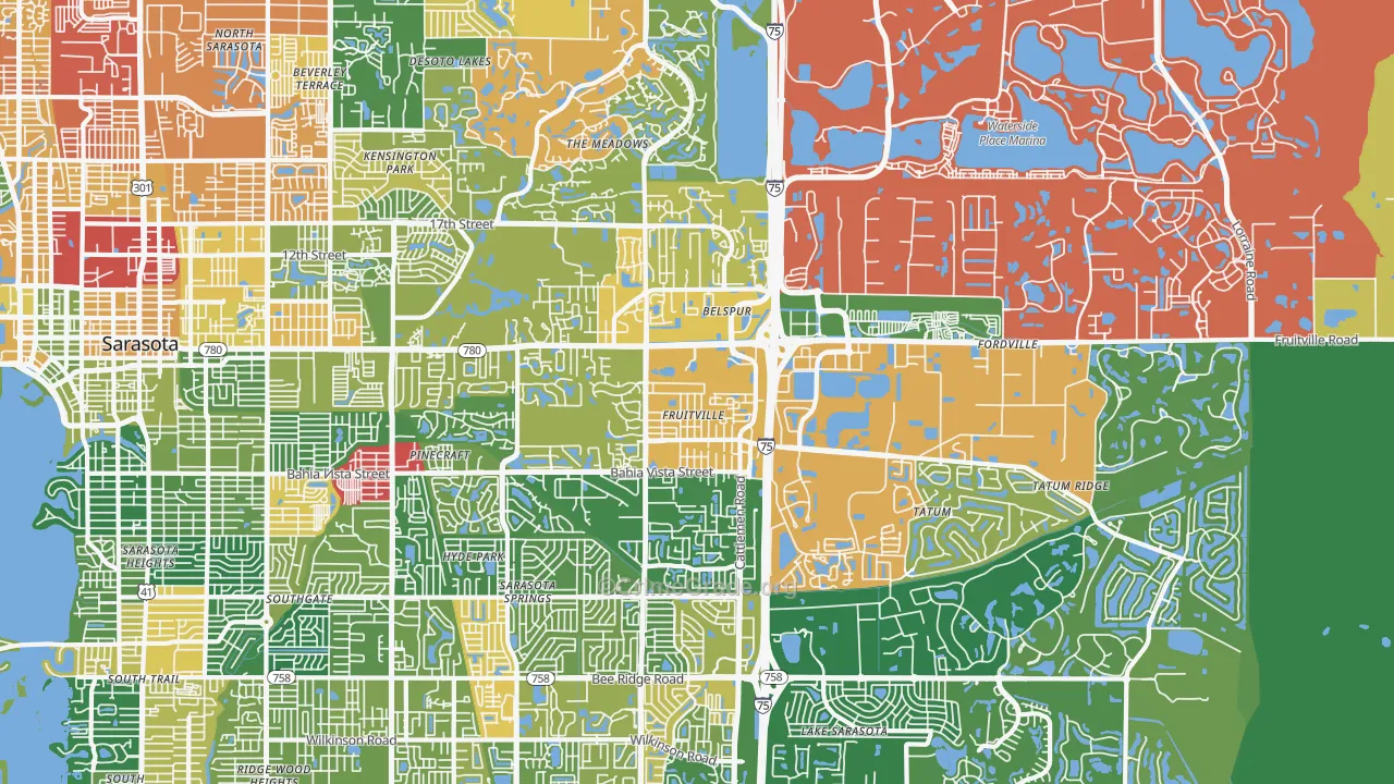 Fruitville, FL Map of Drug-Related Crime Rates