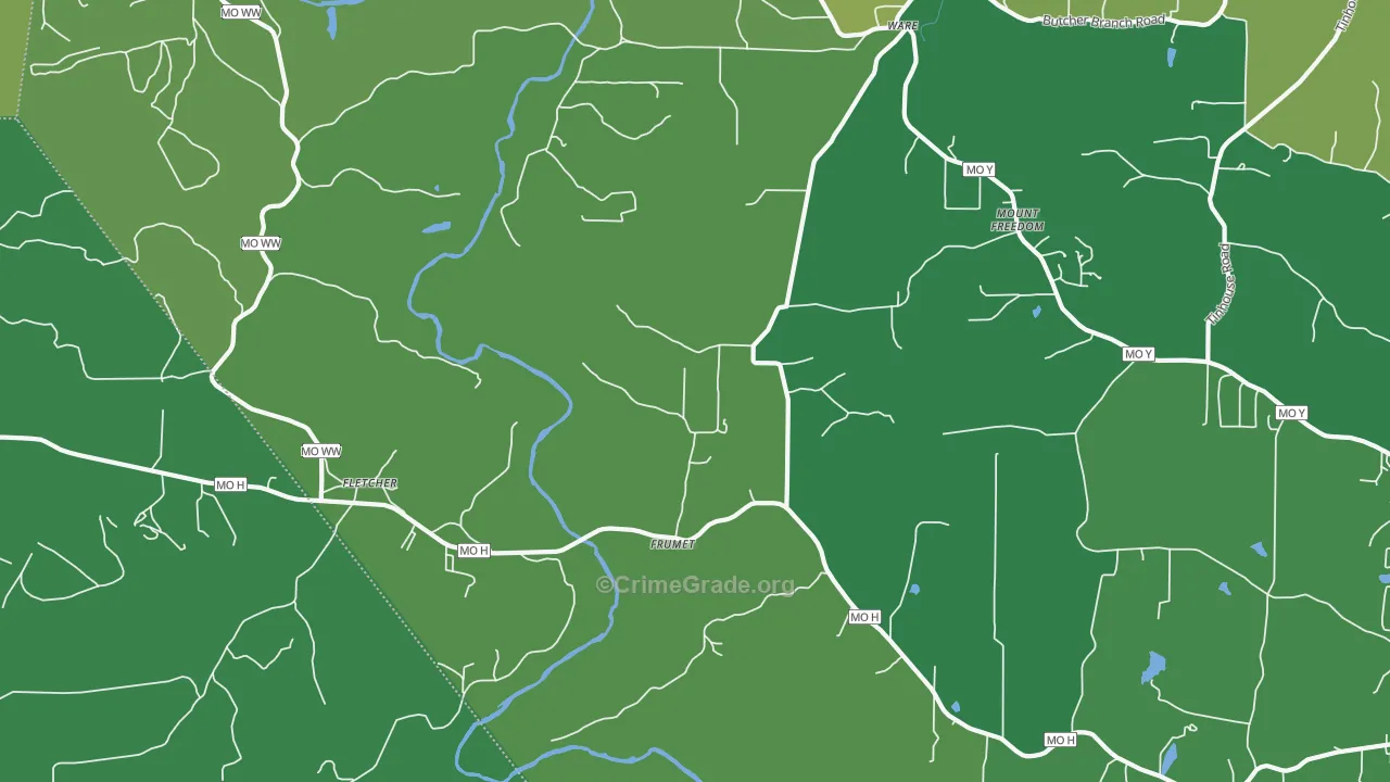 Frumet, MO Map of Drug-Related Crime Rates