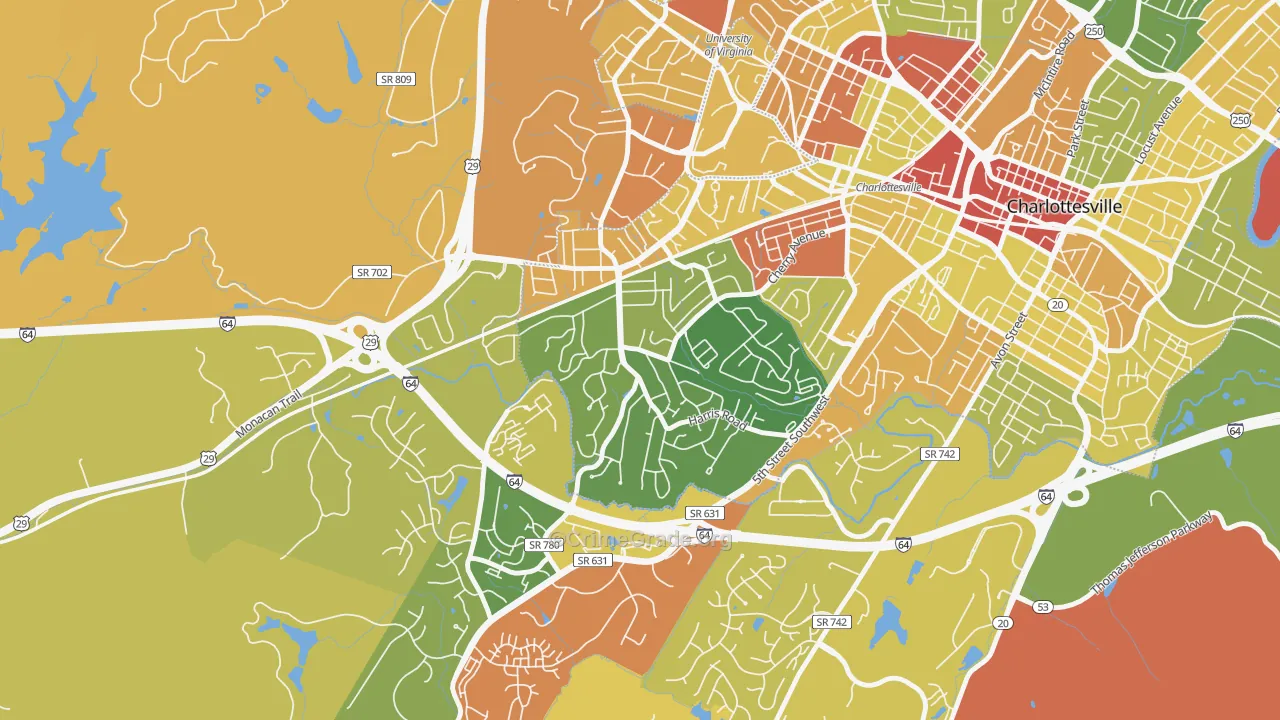 Fry Springs, Charlottesville, VA Map of Drug-Related Crime Rates