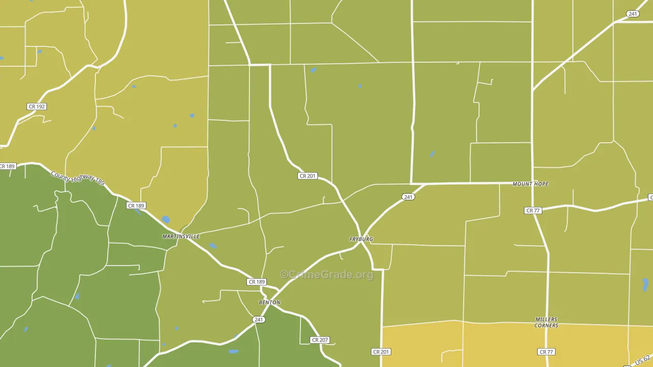 Fryburg, OH Map of Drug-Related Crime Rates