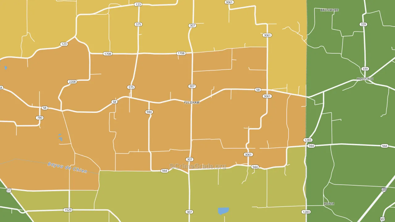 Fulgham, KY Map of Drug-Related Crime Rates