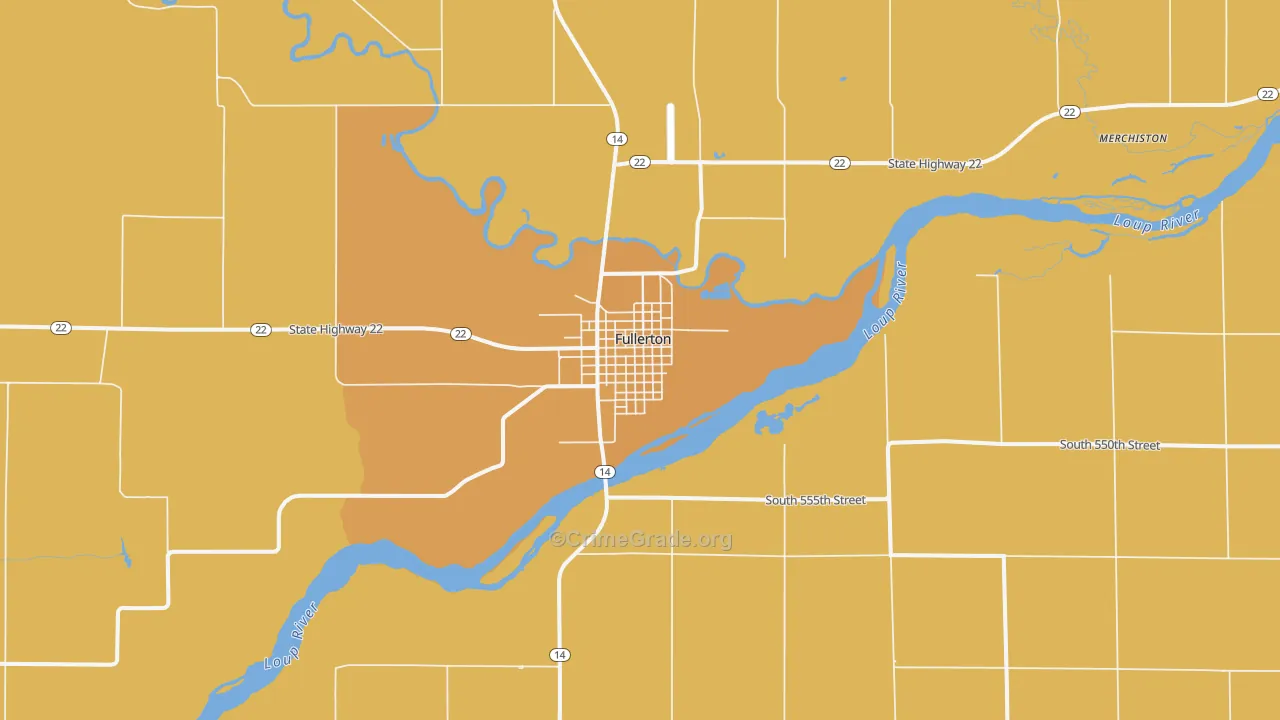 Fullerton, NE Map of Drug-Related Crime Rates