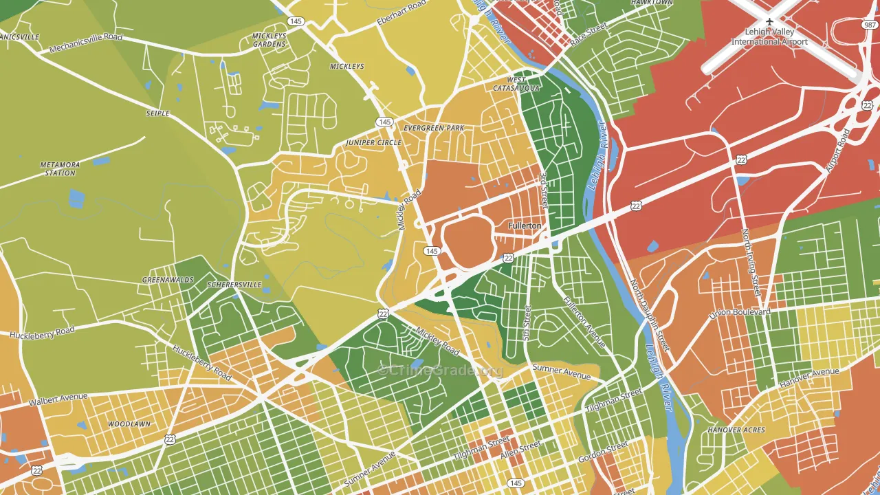 Fullerton, PA Map of Drug-Related Crime Rates
