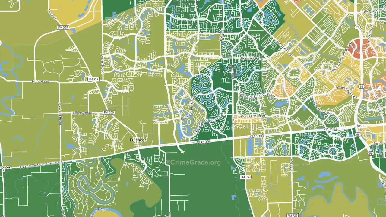 Fulshear, TX Map of Drug-Related Crime Rates