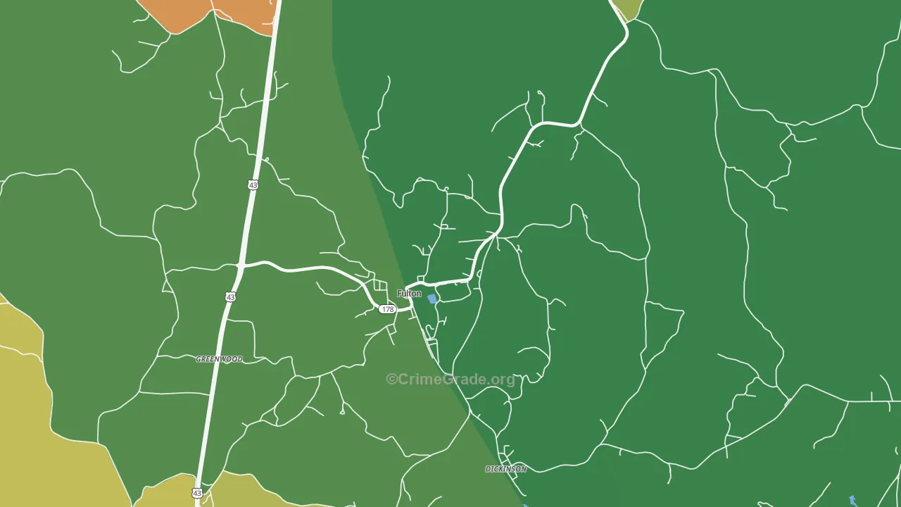 Fulton, AL Map of Drug-Related Crime Rates