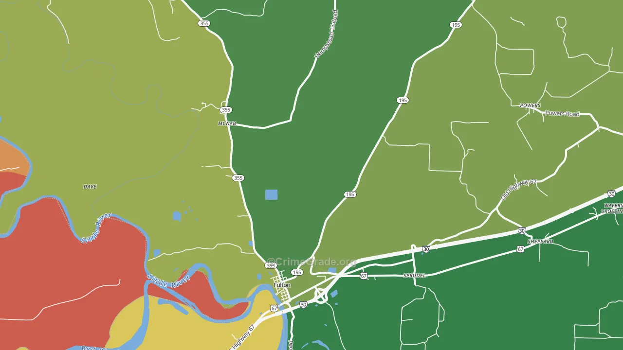 Fulton, AR Map of Drug-Related Crime Rates