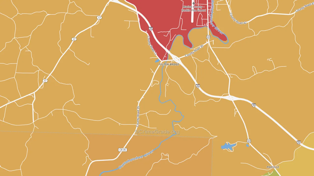 Fulton Bridge, AL Map of Drug-Related Crime Rates