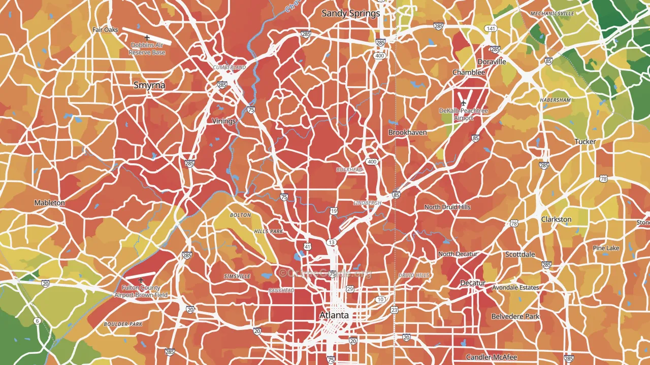 Fulton County, GA Map of Drug-Related Crime Rates