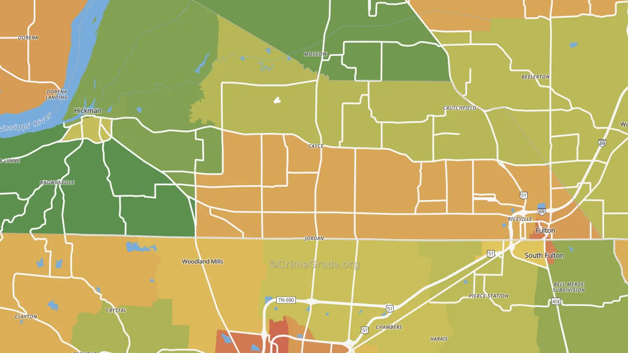 Fulton County, KY Map of Drug-Related Crime Rates
