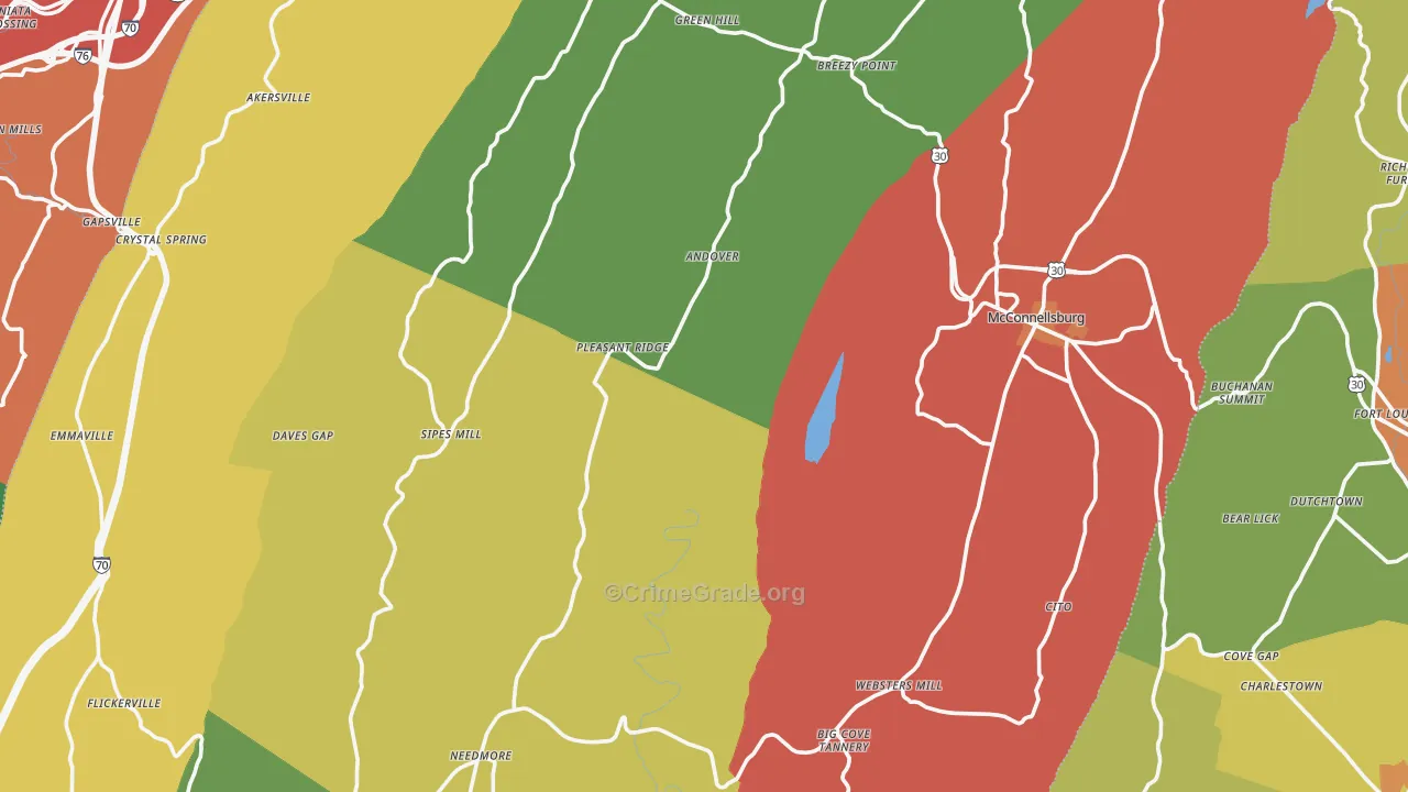 Fulton County, PA Map of Drug-Related Crime Rates