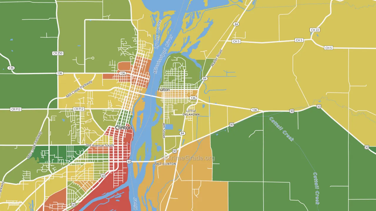 Fulton, IL Map of Drug-Related Crime Rates
