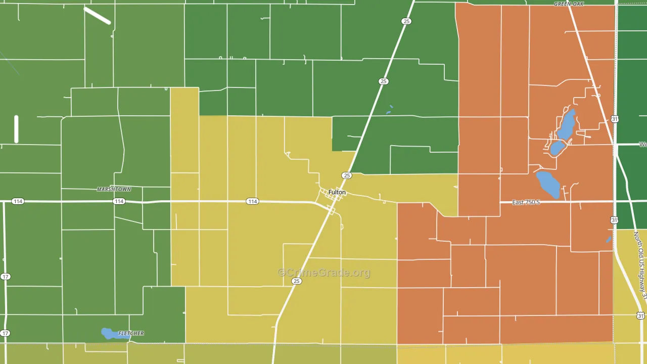 Fulton, IN Map of Drug-Related Crime Rates