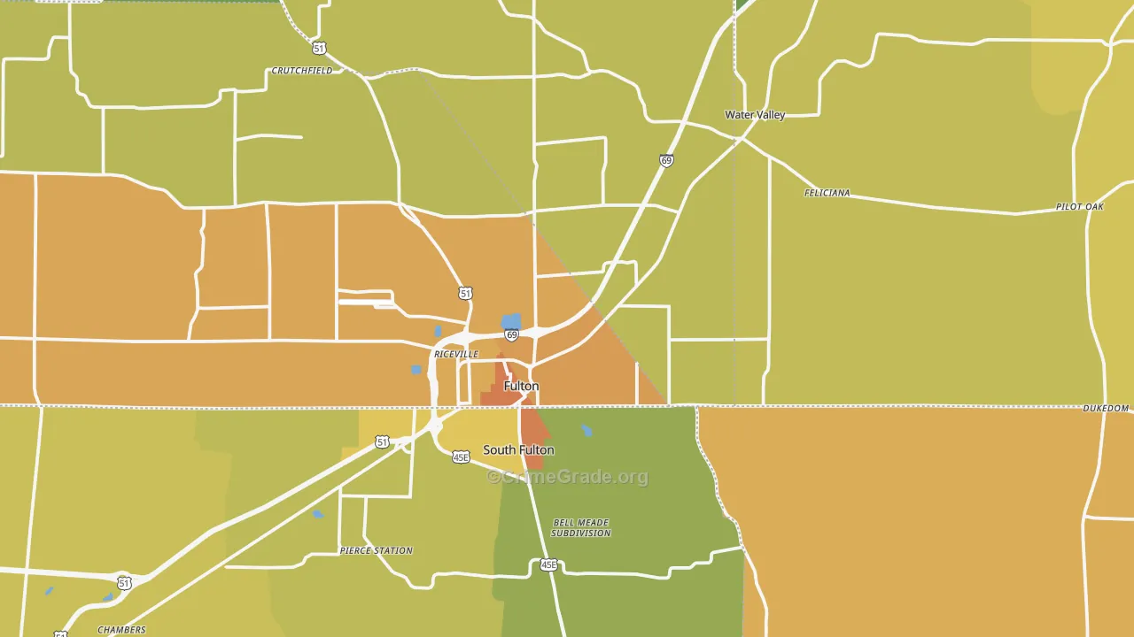 Fulton, KY Map of Drug-Related Crime Rates