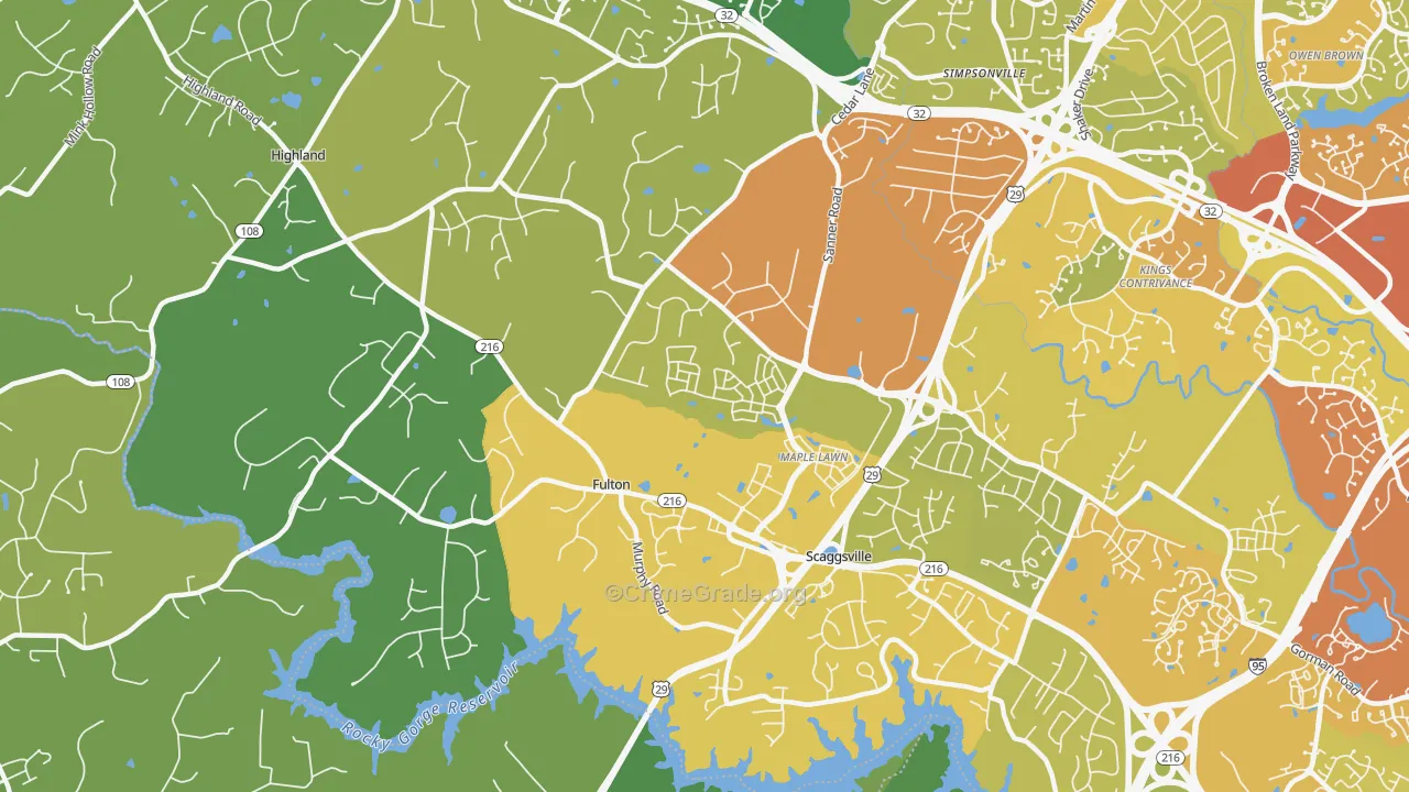 Fulton, MD Map of Drug-Related Crime Rates
