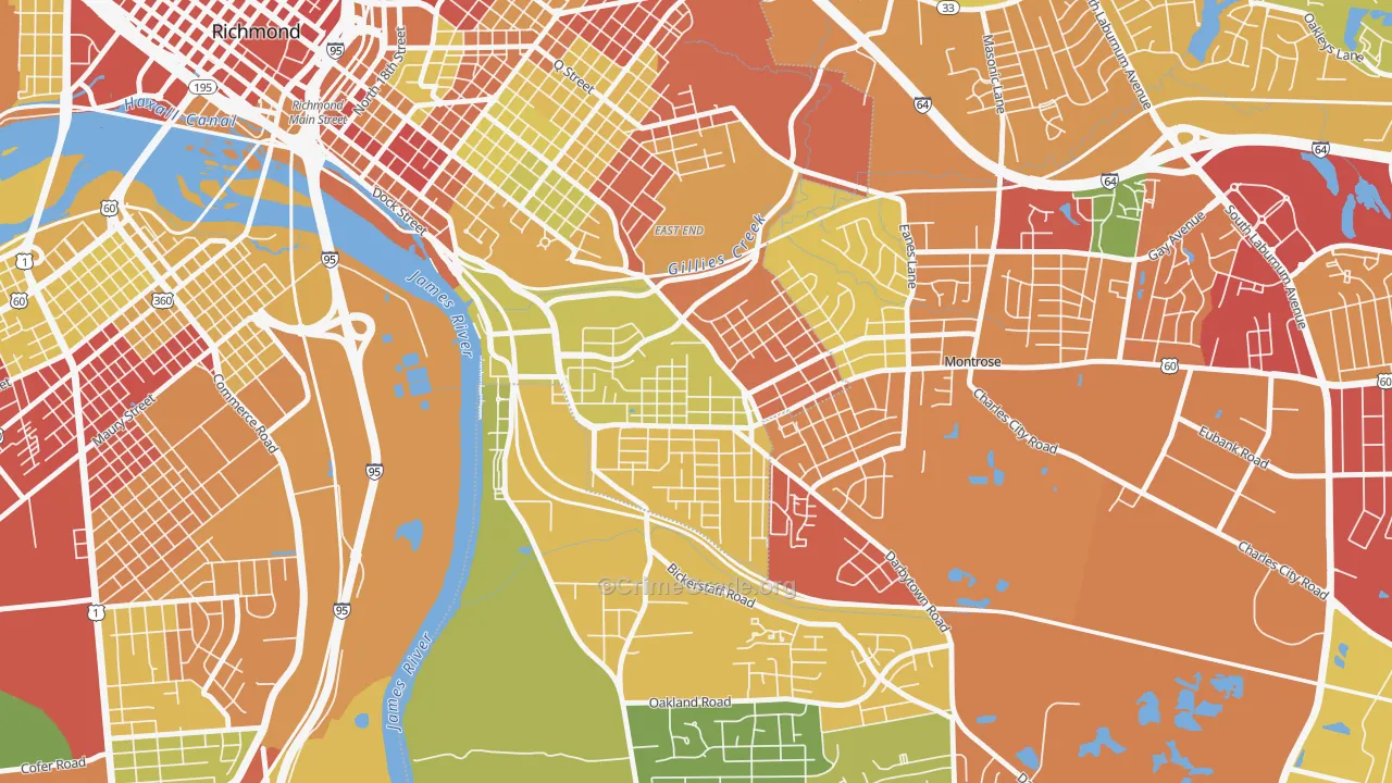 Fulton, Montrose Heights, VA Map of Drug-Related Crime Rates