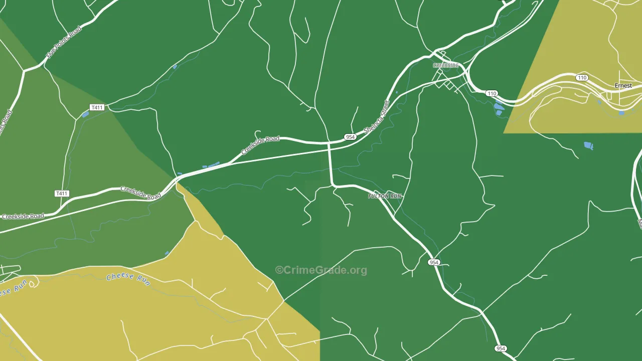 Fulton Run, PA Map of Drug-Related Crime Rates
