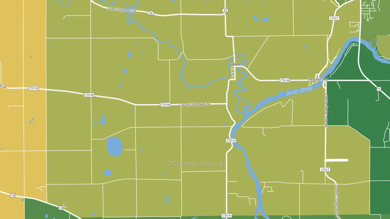 Fulton, WI Map of Drug-Related Crime Rates