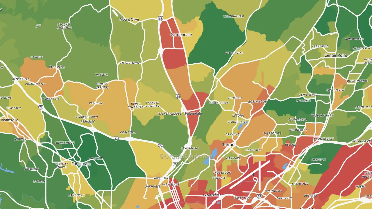 Fultondale, AL Map of Drug-Related Crime Rates