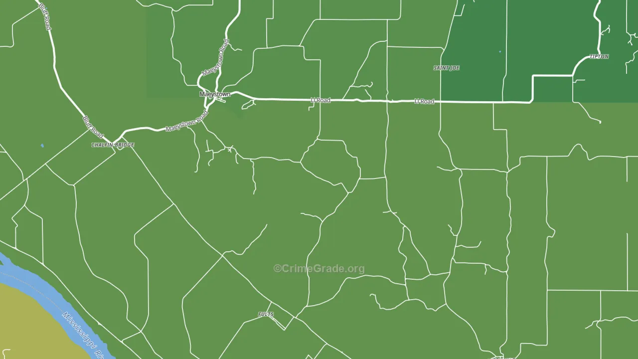 Fults, IL Map of Drug-Related Crime Rates