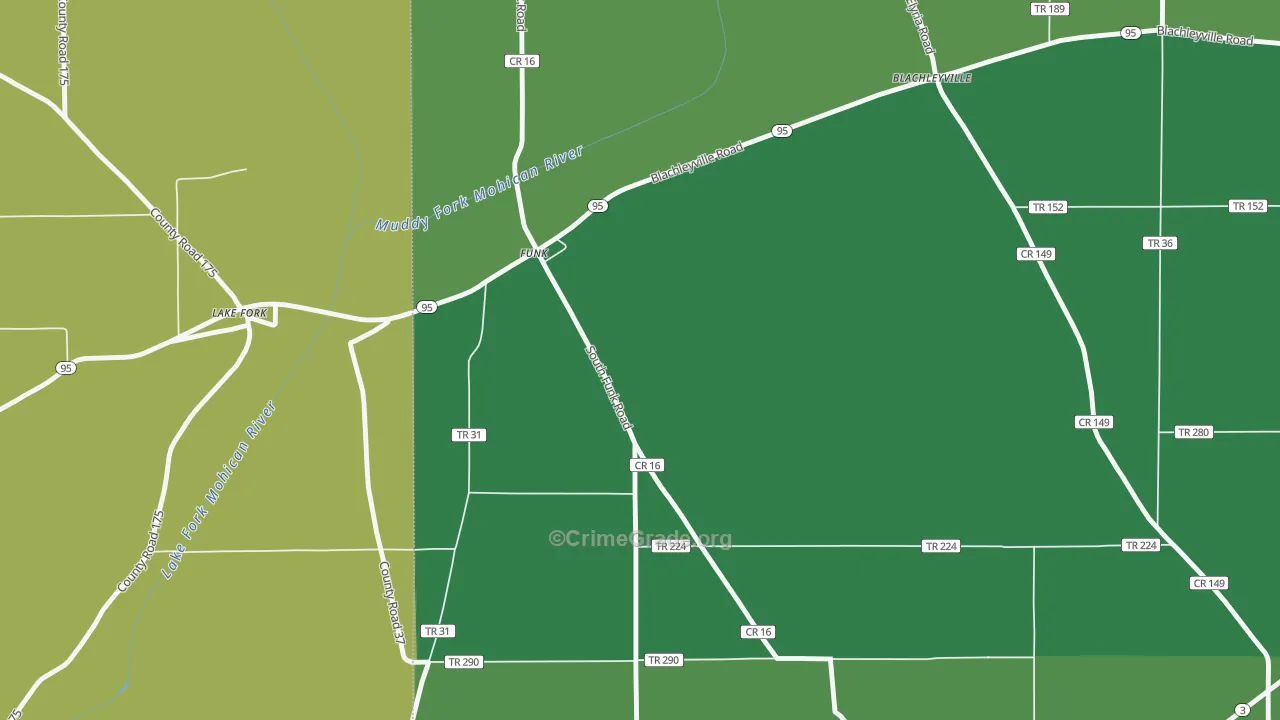 Funk, OH Map of Drug-Related Crime Rates