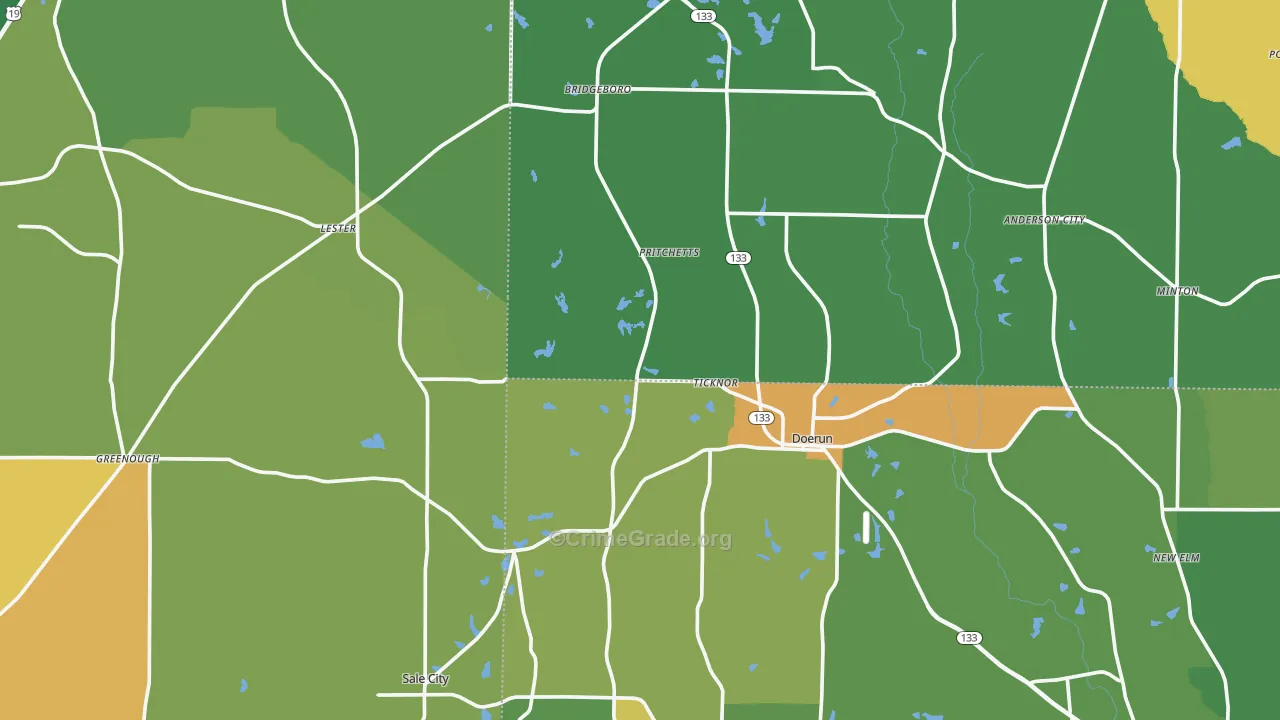 Funston, GA Map of Drug-Related Crime Rates