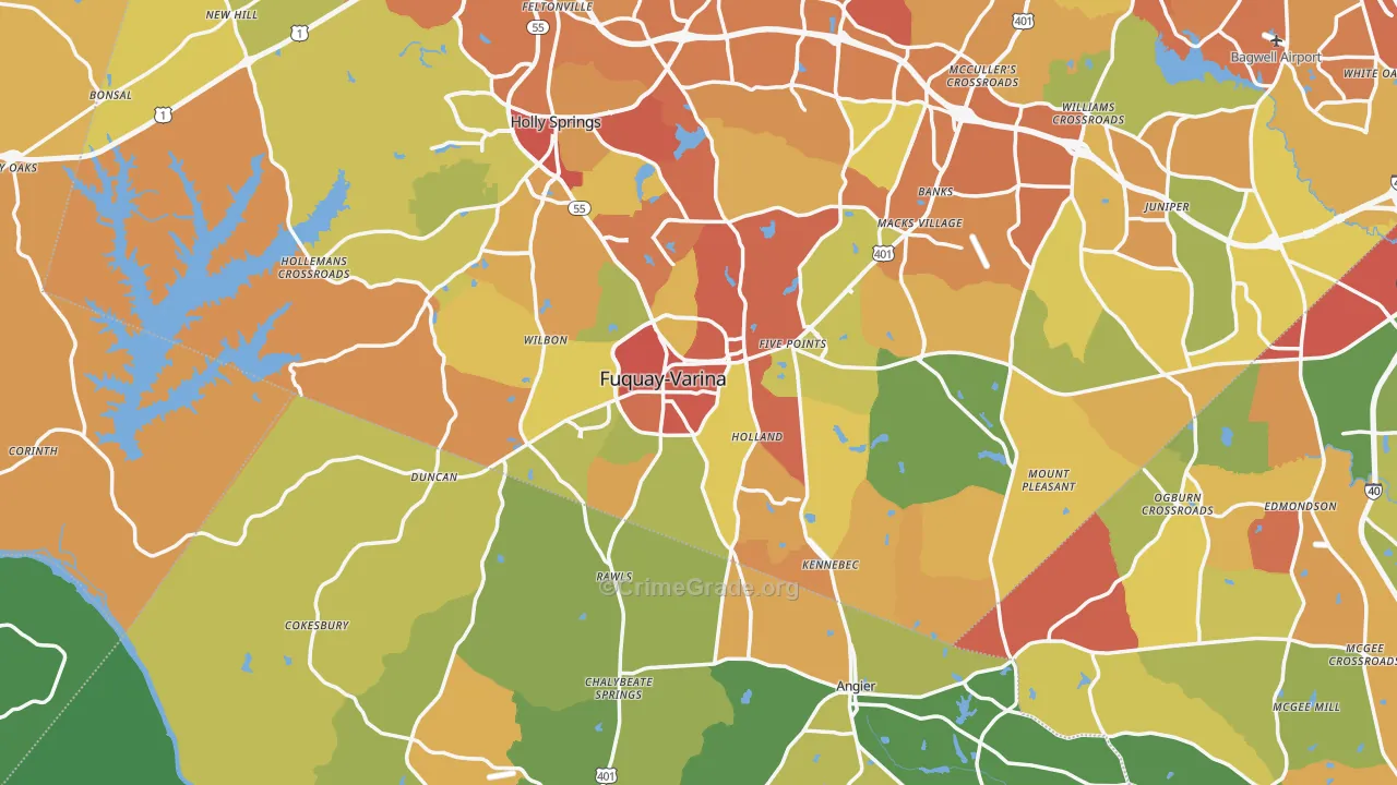 Fuquay-Varina, NC Map of Drug-Related Crime Rates