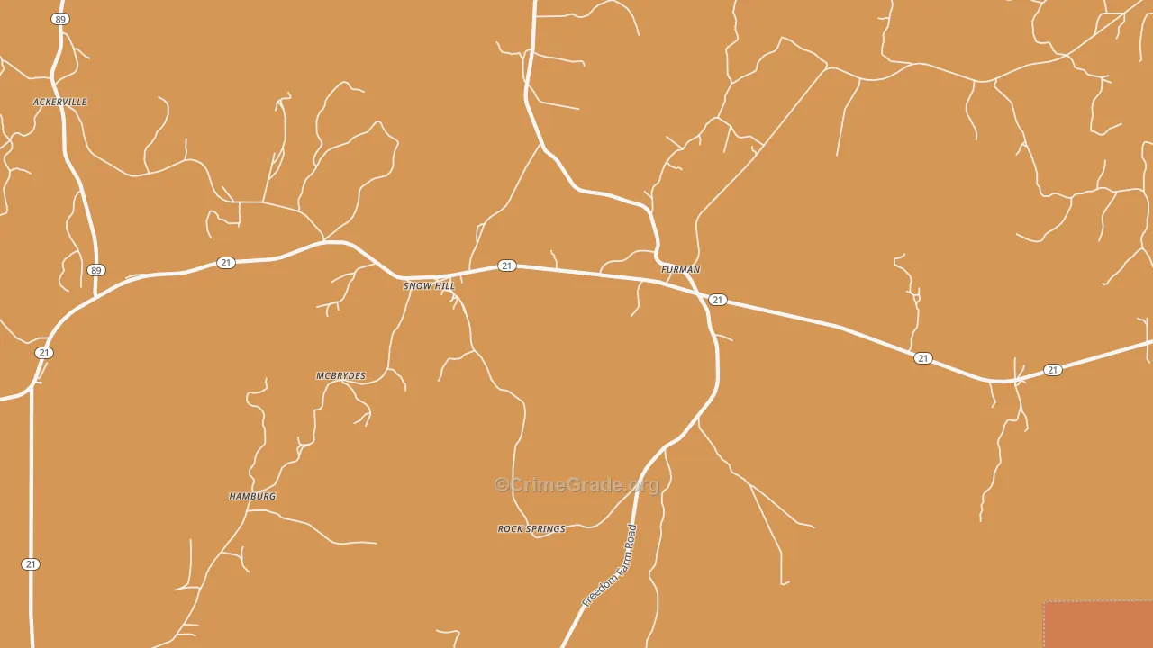 Furman, AL Map of Drug-Related Crime Rates