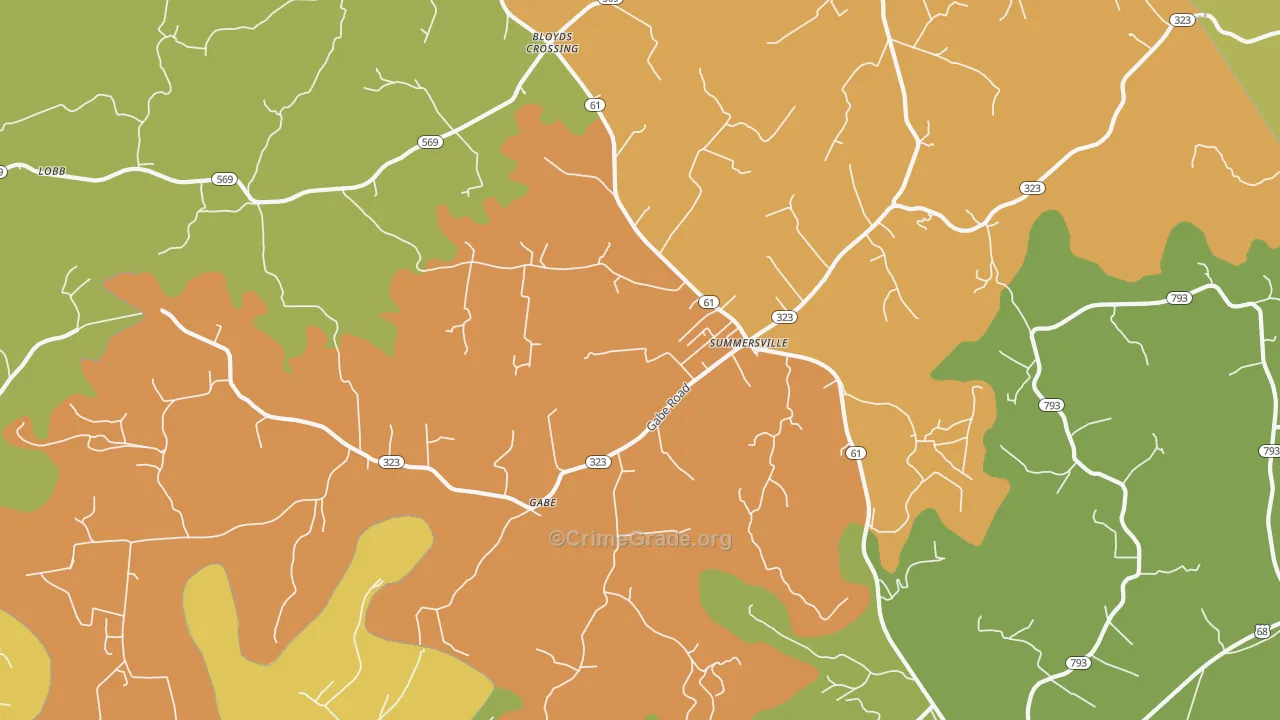 Gabe, KY Map of Drug-Related Crime Rates