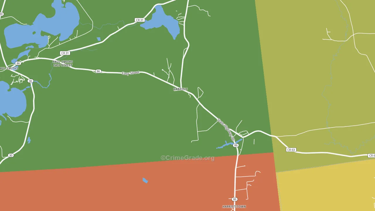 Gabriels, NY Map of Drug-Related Crime Rates