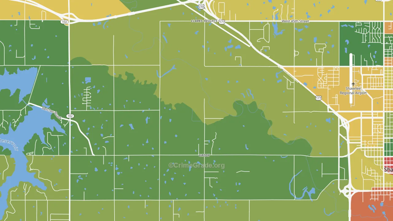 Gaddy, OK Map of Drug-Related Crime Rates