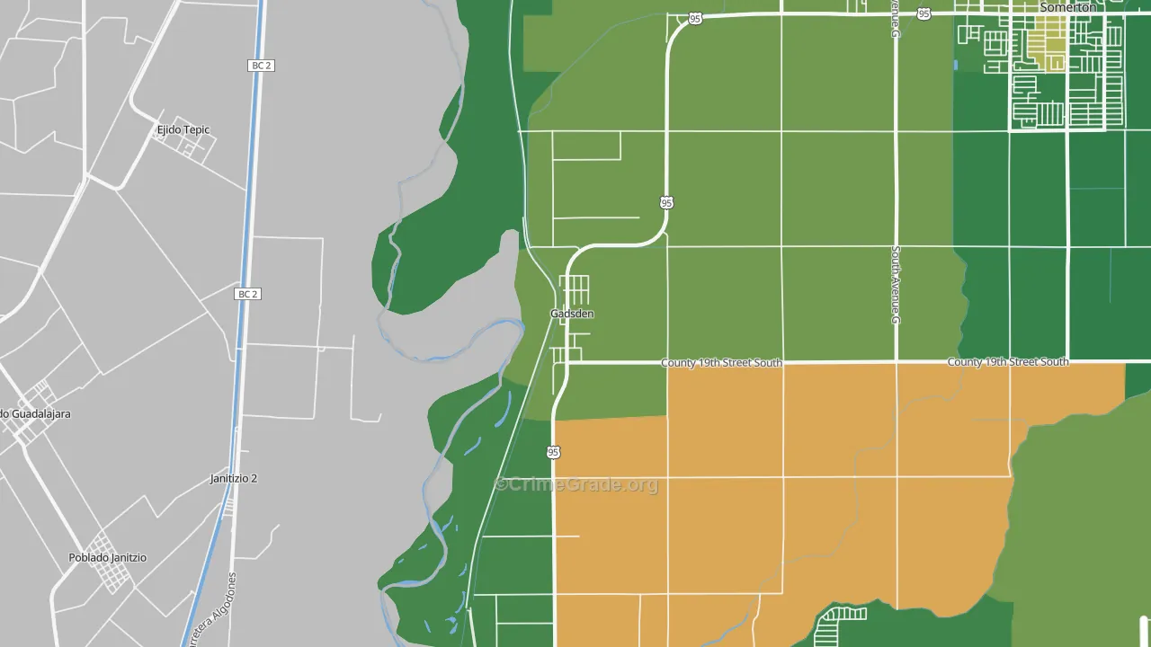 Gadsden, AZ Map of Drug-Related Crime Rates