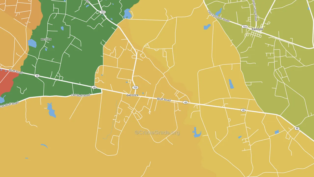Gadsden, SC Map of Drug-Related Crime Rates