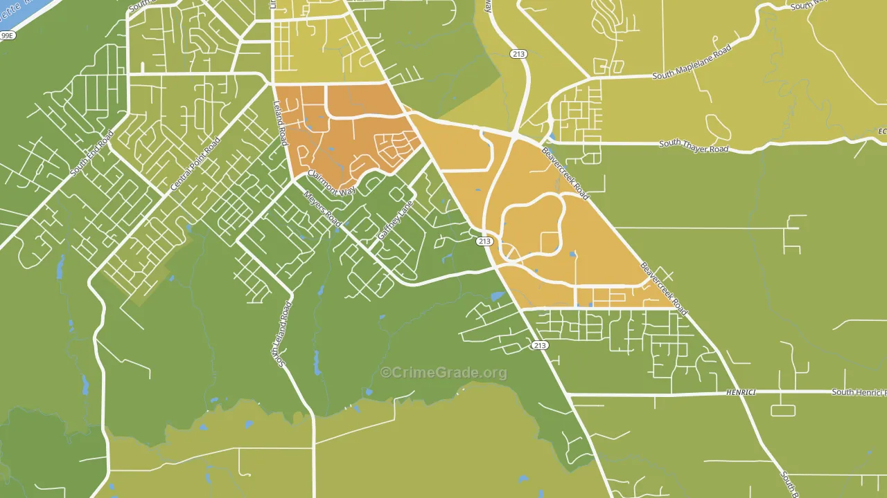 Gaffney Lane, Oregon City, OR Map of Drug-Related Crime Rates