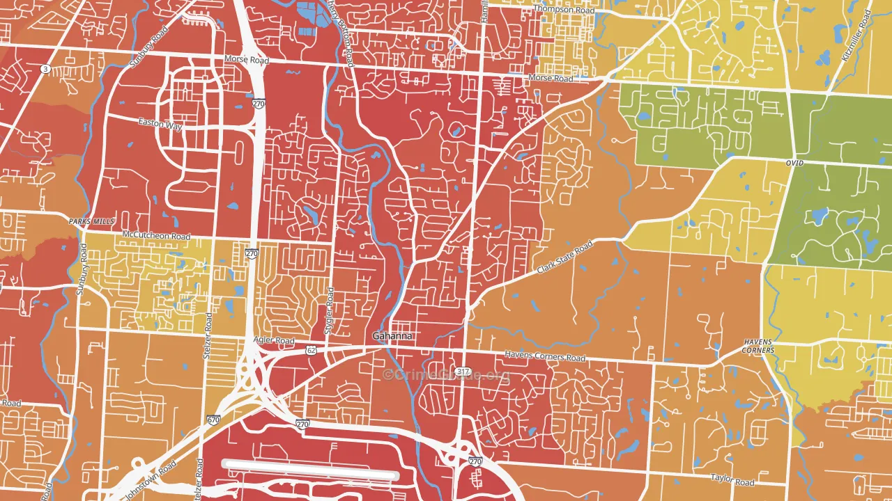 Gahanna, OH Map of Drug-Related Crime Rates